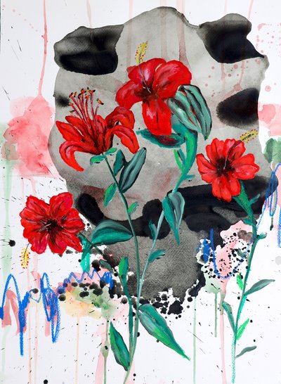 Levendige rode bloemen door Poonam Choudhary