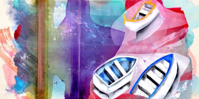 Levendige boten in aquarel door Poonam Choudhary