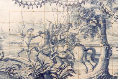Alexander (356-323 v.Chr.) vecht tegen de Perzen, ca.1745 (keramiek) door Portuguese School