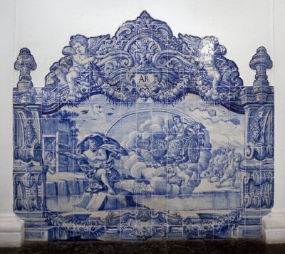 Allegorie van de lucht - Azulejos, geschilderd faience door Portuguese School