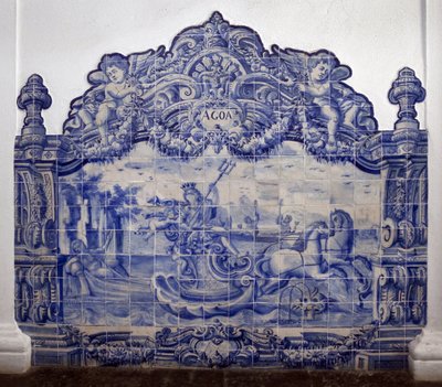 Allegorie van het water - Azulejos, geschilderd aardewerk door Portuguese School