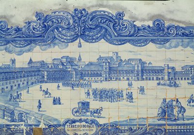 Azulejos tegels met de Praca do Comercio, Lissabon door Portuguese School