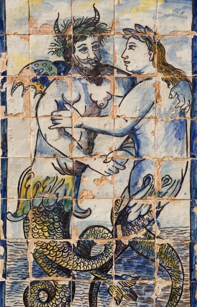 Azulejos tegels in de paleistuinen met zeedieren door Portuguese School