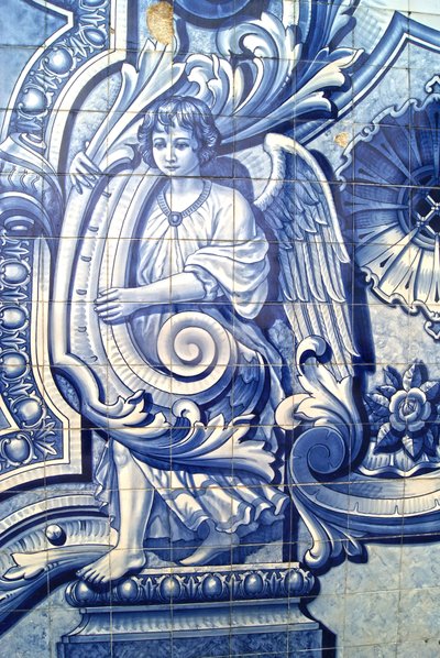 Decoratief paneel dat een engel afbeeldt, Lamego, Portugal. 1738 door Portuguese School