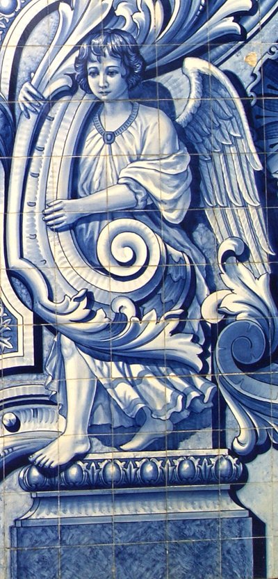 Decoratief paneel met een engel, Lamego, Portugal door Portuguese School
