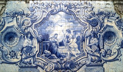 Decoratief paneel met de annunciatie, Lamego, Portugal. 1738 door Portuguese School