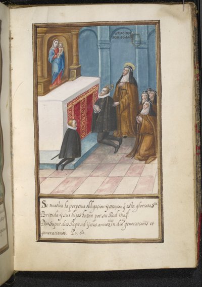 Illustratie uit een geschiedenis van de omzwervingen van de Syon Nonnen, samengesteld in Lissabon in het begin van de 17e eeuw door Portuguese School