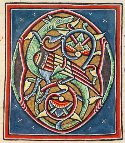 Ms 3089 fol.35r Bewoonde Initiaal O, twaalfde of dertiende eeuw door Portuguese School