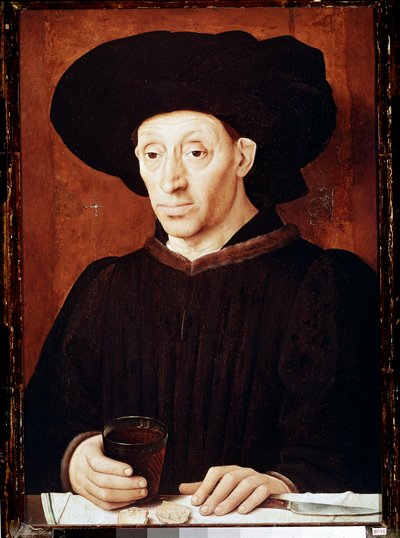 Portret van de man met het glas wijn door Portuguese School