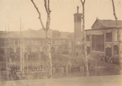 Paleis van de Shah, Eerbetoon aan de Shah, Fete de Salam, Teheran, Iran, 1840s-60s door Possibly by Luigi Pesce.
