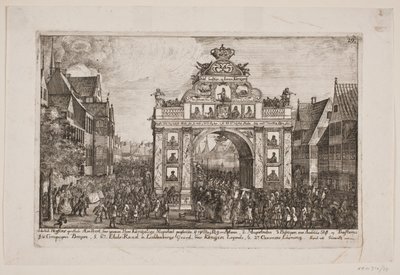 Frederik V passeert de erepoort in Horsens door Poul Isac Grønvold