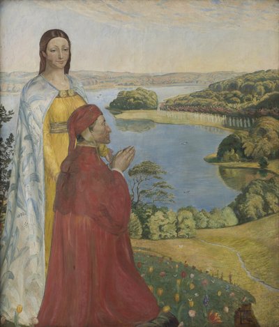 Dante en Beatrice in het Paradijs door Poul S. Christiansen