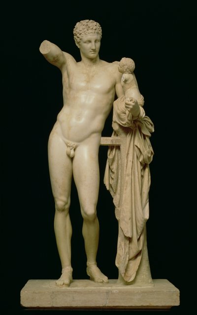 Standbeeld van Hermes en de Baby Dionysus, c.330 v.Chr. (Parisch marmer) door Praxiteles