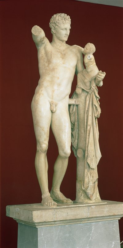 Standbeeld van Hermes en de jonge Dionysus, c.330 v.Chr. door Praxiteles