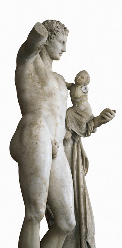 Hermes draagt het kind Dionysus, ca. 330 v.Chr. door Praxiteles