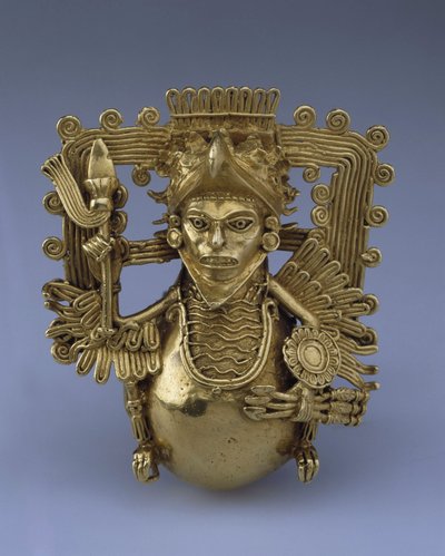 Klokhanger in de vorm van een adelaarskrijger door Pre Columbian