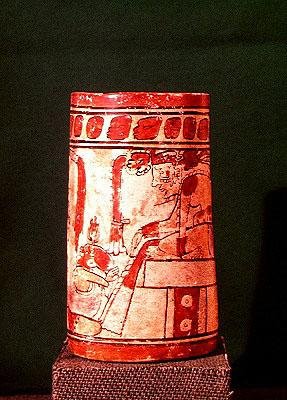 Cilindrische vaas, Maya, 7e-8e eeuw door Pre Columbian Pre Columbian
