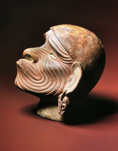 Mannelijk hoofd uit Trujillo, Moche cultuur, Pre-Columbiaanse beschaving, 4-9e eeuw door Pre Columbian Pre Columbian