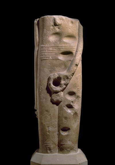 Beeld van de god Min, Hierakonpolis, mogelijk c.4000 v.Chr. (zandsteen) door Predynastic Period Egyptian