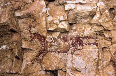 Een rennende geit, Mesolithische periode, Spanje, Remigia-grot, Barranco de la Gasulla, Ares del Maestre door Prehistoric Prehistoric