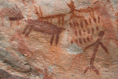 Rotsschildering, Salmon-Challis National Forest (foto) door Prehistoric Prehistoric
