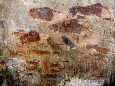 Rotsschilderingen gemaakt door San-mensen, derde millennium v.Chr. door Prehistoric Prehistoric