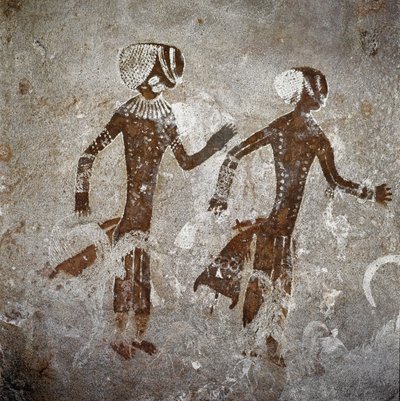 Menselijke figuren. Rotstekeningen, 8000-7000 v.Chr. door Prehistoric Prehistoric