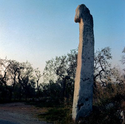 Prehistorie: De monnik. Menhir uit het neolithicum (6000-3000 v.Chr.) door Prehistoric Prehistoric