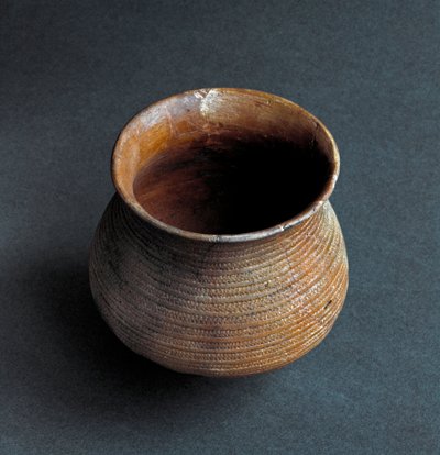 Prehistorie, cultuur van Remedello: vaas in de vorm van een klok uit de grot Santa Cristina, Fiesse bij Brescia. Kopertijd. Eneolithisch. 2200 v.Chr. Rome, Museo Nazionale Preistorico Etnografico Luigi Pigorini door Prehistoric Prehistoric