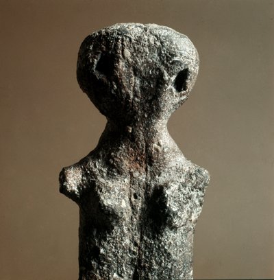 Prehistorie: vrouwelijke terracotta idool uit de Necropolis van Arene Candide (Finale Ligurië), Ligurië. Midden-Neolithicum, Steentijd. Genua, Museo di Archeologia Ligure door Prehistoric Prehistoric
