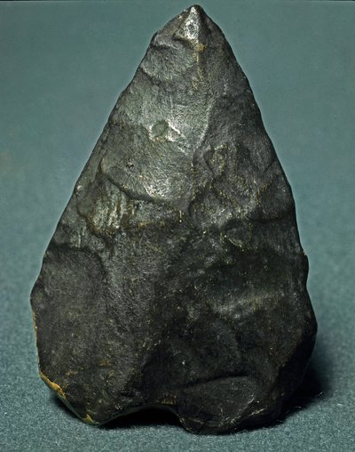 Prehistorie: amygdaloïde vuistbijl van vuursteen. Vroeg-paleolithicum. Verona, Museo Civico di Storia Naturale, Italië door Prehistoric Prehistoric