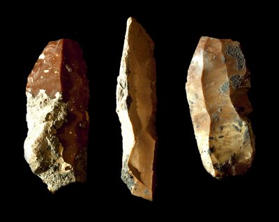 Prehistorie: vuurstenen schrapers. Neolithische periode. Uit Umbrië. Perugia, Museo Archeologico Nazionale dell