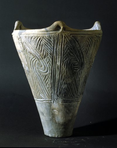 Terracotta vaas uit de Jomon-periode (prehistorie in Japan). Rome, Nationaal Museum voor Oosterse Kunst door Prehistoric Prehistoric