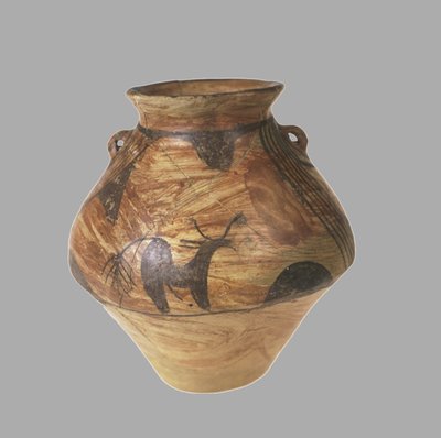 Amfoor met zoomorf schilderij, 3800-3600 v.Chr. door Prehistoric Russian Culture