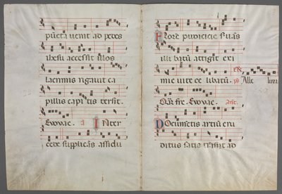 Bifolium uit een Antifonarium: Muziek, ca. 1320-1340 door Primo Miniatore di San Domenico