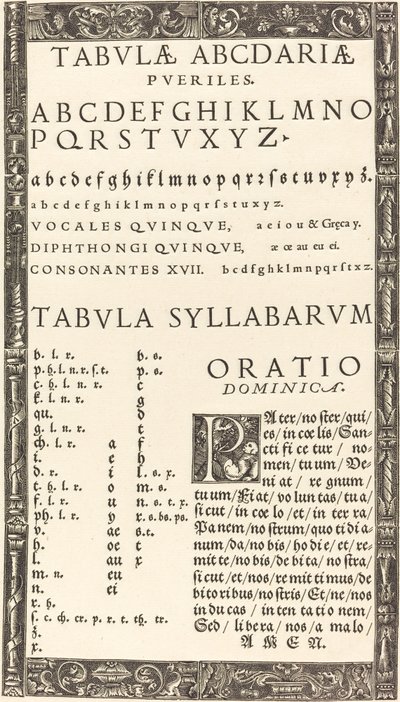 Alfabet voor een Eerste Leerboek door Probably German 16th Century