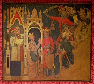 Gevangenschap van koning Jojachin van Israël, reconstructie van een muurschildering oorspronkelijk in de Painted Chamber van het Palace of Westminster door Professor Ernest Tristram