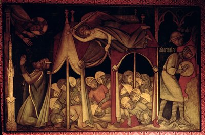 De geschiedenis van Hizkia, reconstructie van een muurschildering oorspronkelijk in de Painted Chamber van het Palace of Westminster door Professor Ernest Tristram