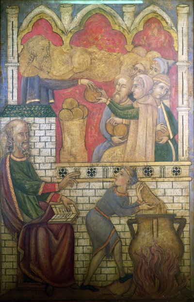 De Wonderen van Elisa, reconstructie van een muurschildering in de Painted Chamber van het Palace of Westminster door Professor Ernest Tristram