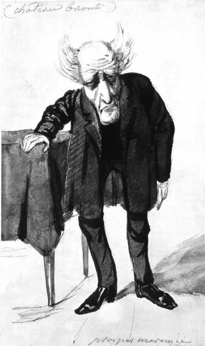 Francois Rene Franse schrijver, burggraaf van Chateaubriand (1768-1848) Franse schrijver, cartoon door Prosper Merimee door Prosper Merimee