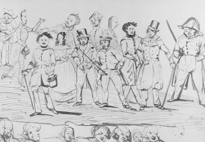 Honoré de Balzac (1799-1850) samen met de personages van 