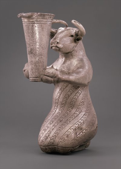 Knielende stier met een kruik, c.3000 v.Chr. (zilver) door Proto Elamite Proto Elamite
