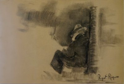 schets, Narcís Puget Riquer, tekening met houtskool, museum Puget, adellijk huis van Can LLaudis, Dalt Vila, Ibiza, Balearen, Spanje door Puget Riquer