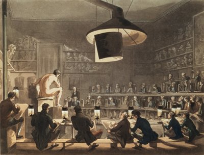 Tekening uit het Leven aan de Koninklijke Academie, gegraveerd door Richard Banks Harraden door Pugin and Rowlandson