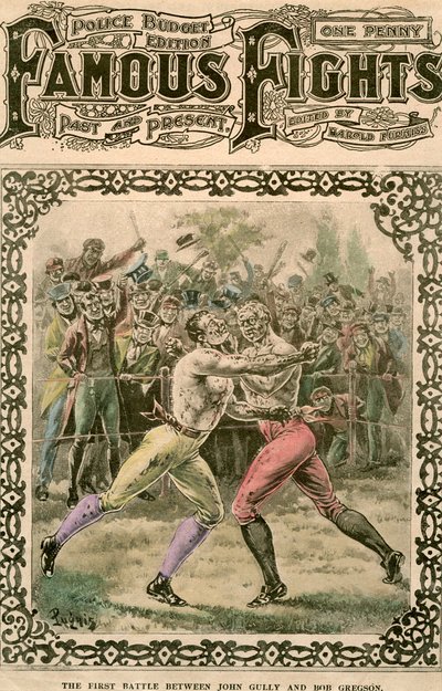 De eerste strijd tussen John Gully en Bob Gregson, 1807 laat 19e of begin 20e eeuw door Pugnis