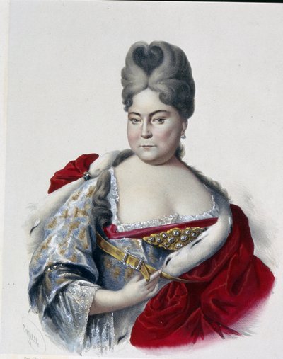 Portret van de Grote Hertogin Natalya Alexeevna van Rusland (1673-1716), zus van tsaar Peter de Grote door Pyotr Fyodorovich Borel