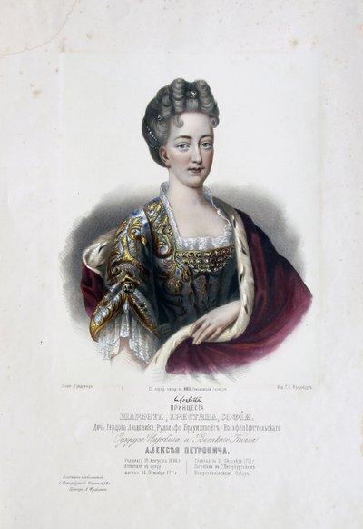 Portret van Prinses Charlotte van Brunswick-Wolfenbüttel 1694-1715, vrouw van Tsarevitsj Alexei Petrovitsj door Pyotr Fyodorovich Borel