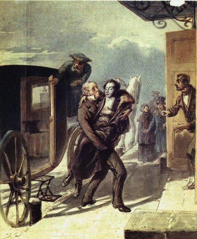 Pushkin na het duel, 1855 door Pyotr Fyodorovich Borel