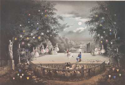 Het ballet Naiad en Visser door C. Pugni in het Roze paviljoen, in het Peterhof Park, 1851 door Pyotr Fyodorovich Borel