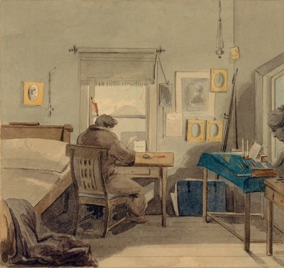 Aan het werk. In het huis van Pavel Nashchokin, 1824 door Pyotr Fyodorovich Sokolov